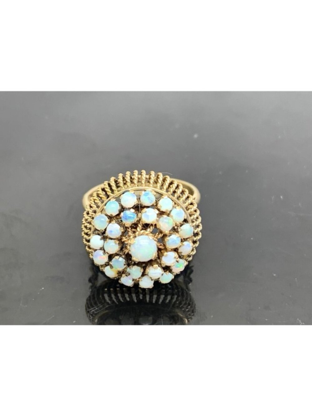 White Opal Cocktail Cluster Women's Ring 14k Yellow Gold Estate Jewelry Size 7.5 - Picture 3 of 16
